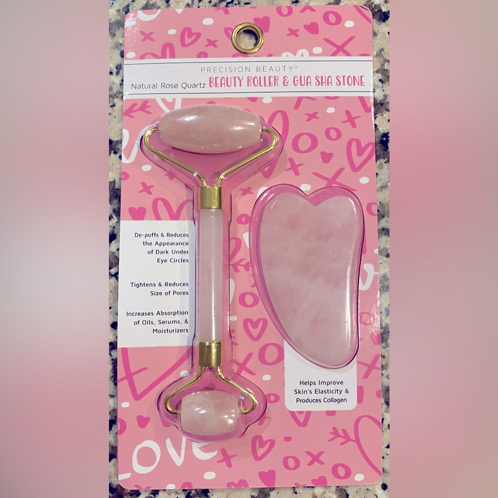Rose Quartz Beauty Roller and Gua Sha Stone
